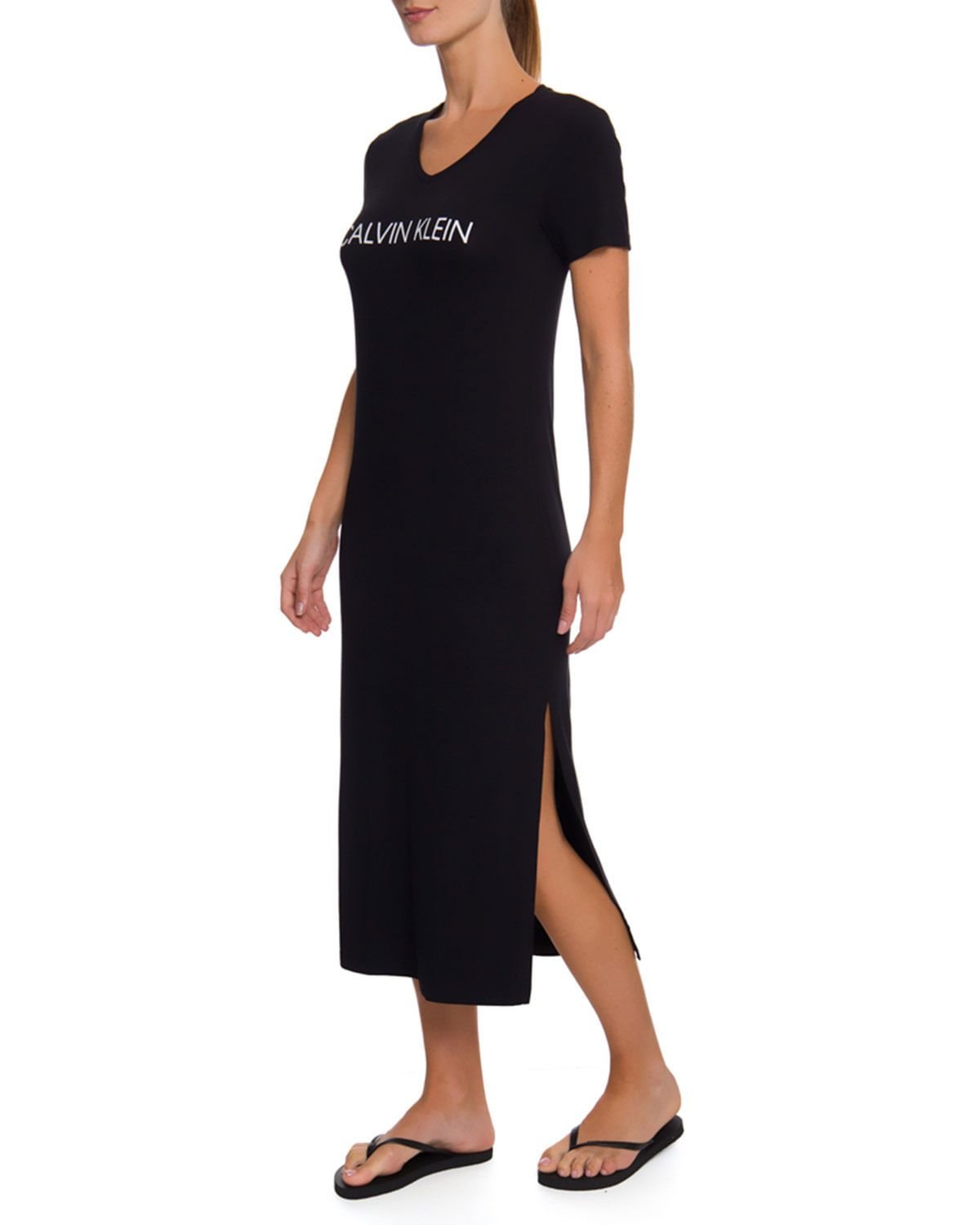 Camisola Calvin Klein Longa Viscolycra Fenda Lateral