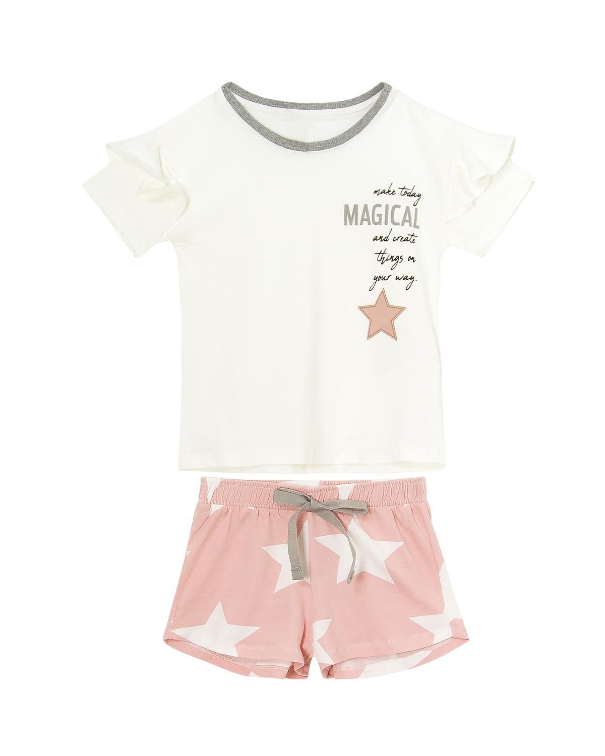 Pijama Infantil Feminino Lua Luá Cotton Manga Babado