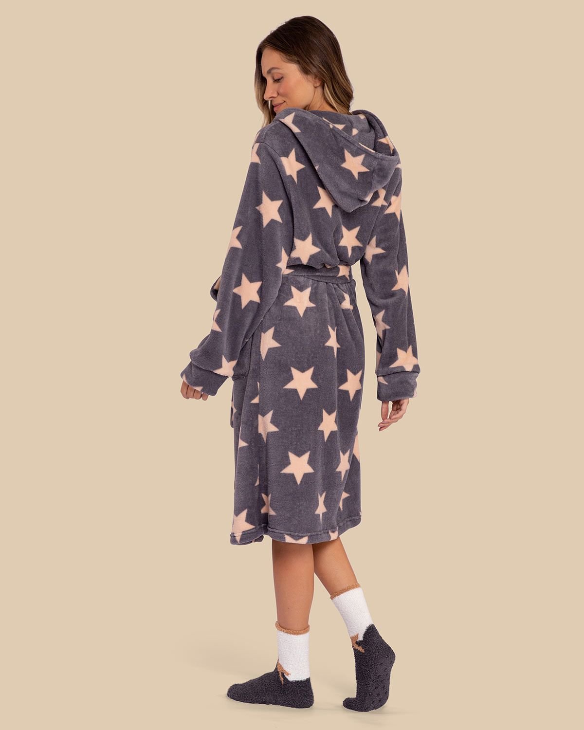Robe Feminino Lua Luá Soft Fleece Capuz Estrelas