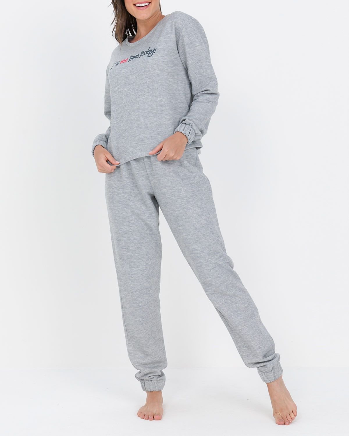 Pijama Feminino Acuo Moletom Peluciado Punhos