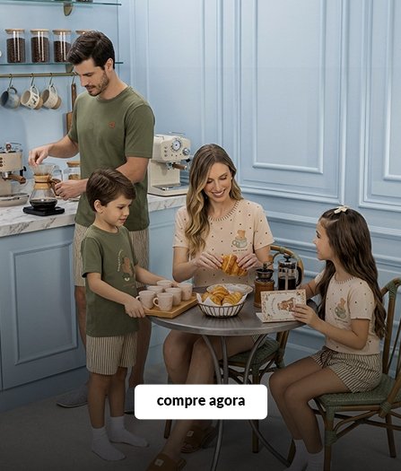 kit pijama familia capivara short listras verde