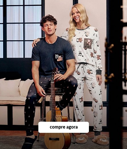 pijama casal musicos preto e branco