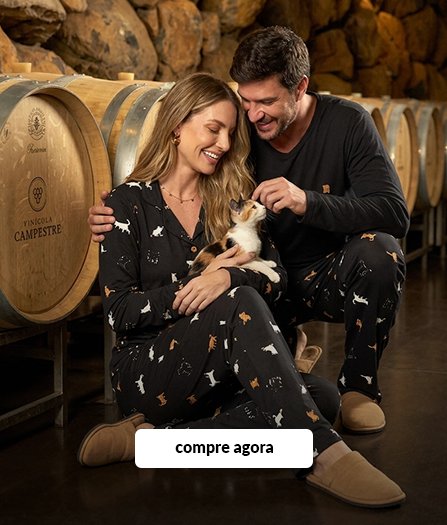 pijama casal gato preto