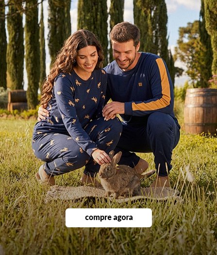 pijama casal azul coelhos