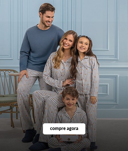 kit pijama familia americana listras ursos